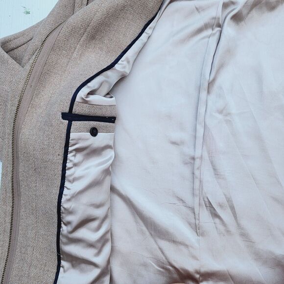 J.Crew Stadium Cocoon Peacoat b2770 Nello Gori Wool Blend Beige Tan Coat Sz 12 - Picture 11 of 14